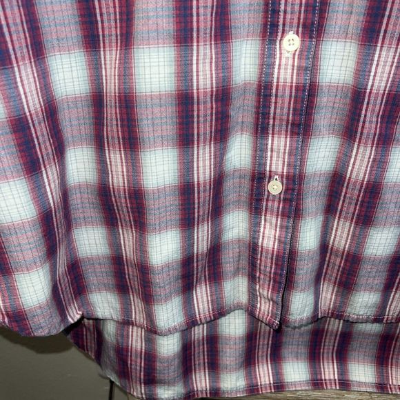Madewell Ex-Boyfriend Button Up Shirt Manhasset Plaid Pink White Classicore Sz L - Picture 8 of 8